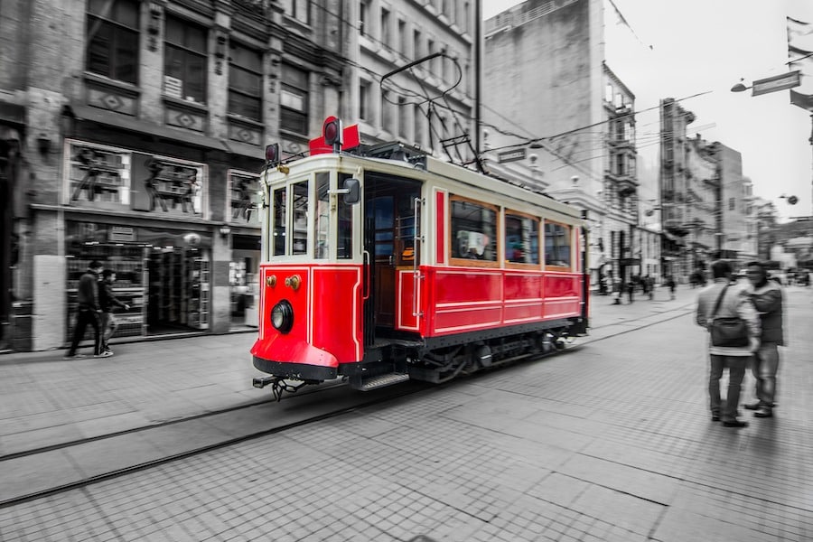 Best Things To Do In Istanbul - taksim square Red tram in Istiklal street