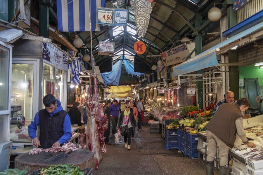 Things to do in Thessaloniki Greece - Thessaloniki, Greece - March 04 2016: Kapani open public market