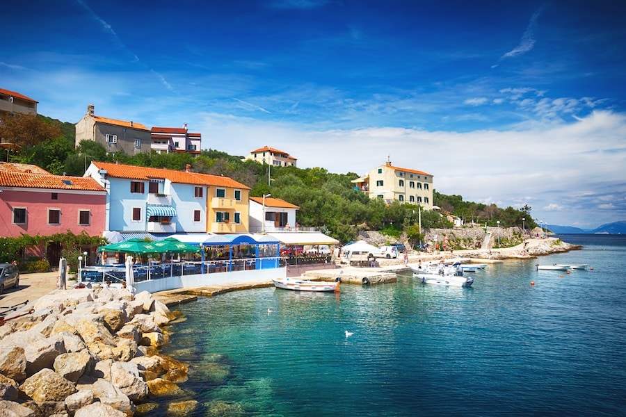 View to the village Valun with harbor