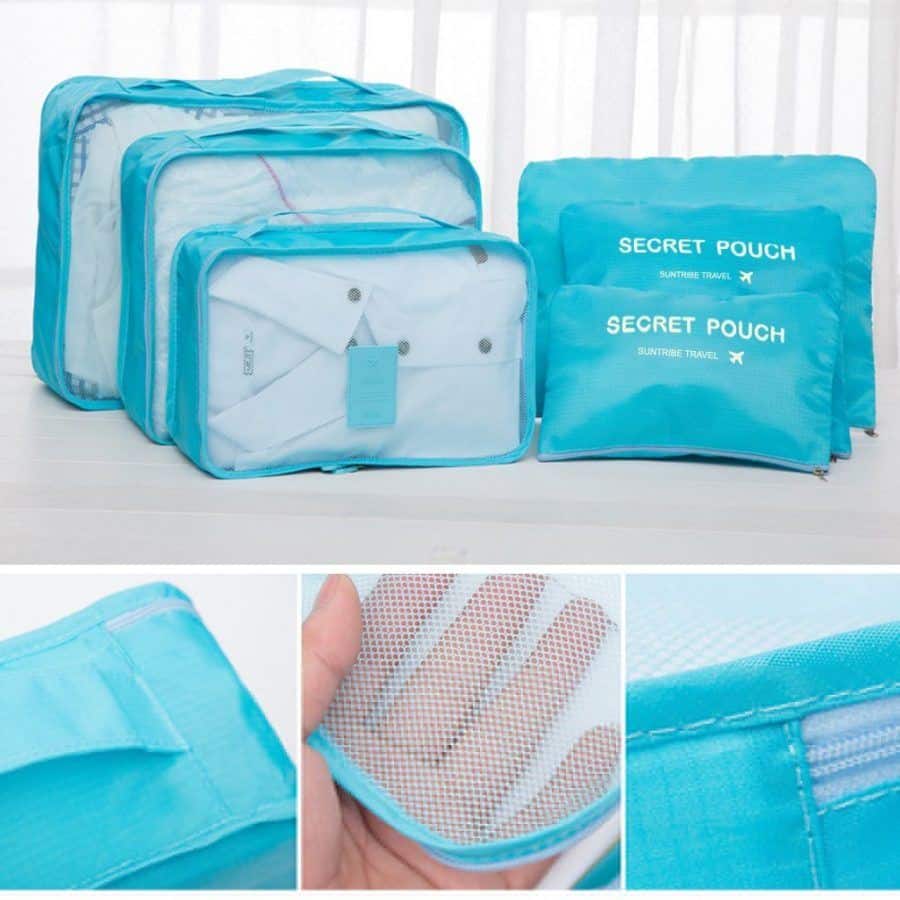 travel Organiser Travel pouch packing cubes shoes pouch Set of 6 BAGAIL Nylon Packing Cubes