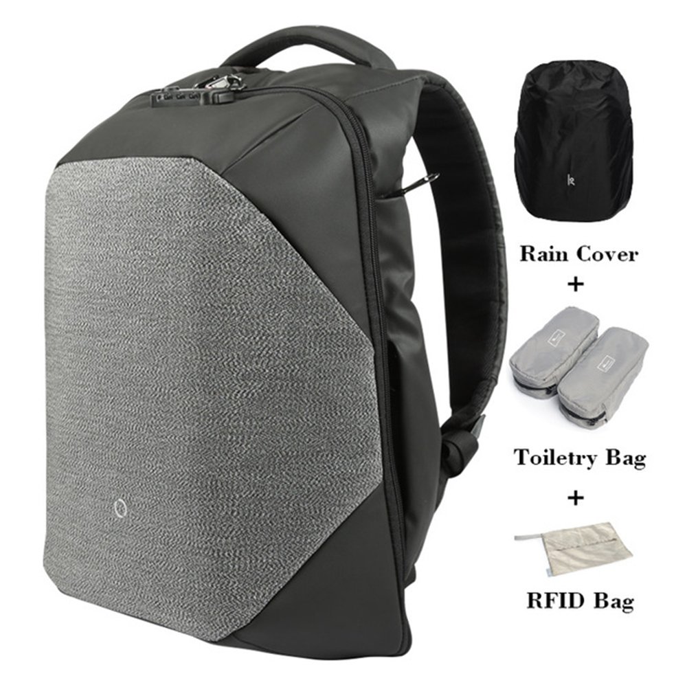 KOPACK 17 inch Anti Theft Laptop Backpack Waterproof Travel Backpack Rain Cover/USB Business Scan Smart 