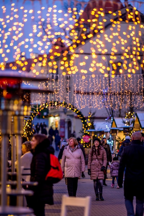 Advent In Zagreb Christmas_ People Walking
