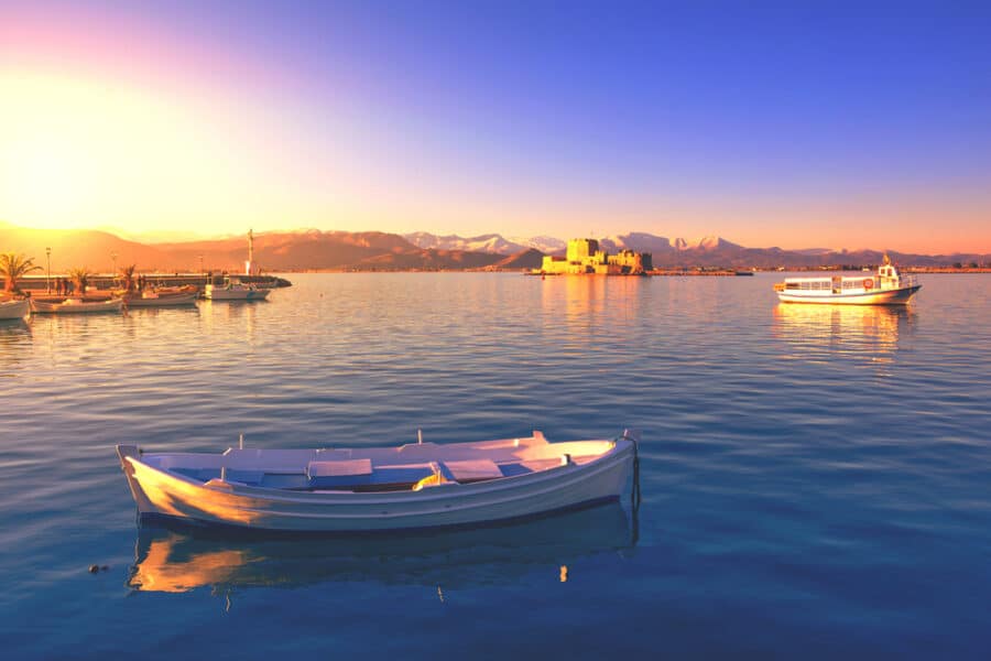 NAFPLIO, GREECE Port at Sunset_