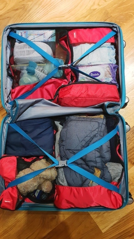 Basics 4 Piece Packing Travel Organizer Cubes Set Slim Red 
