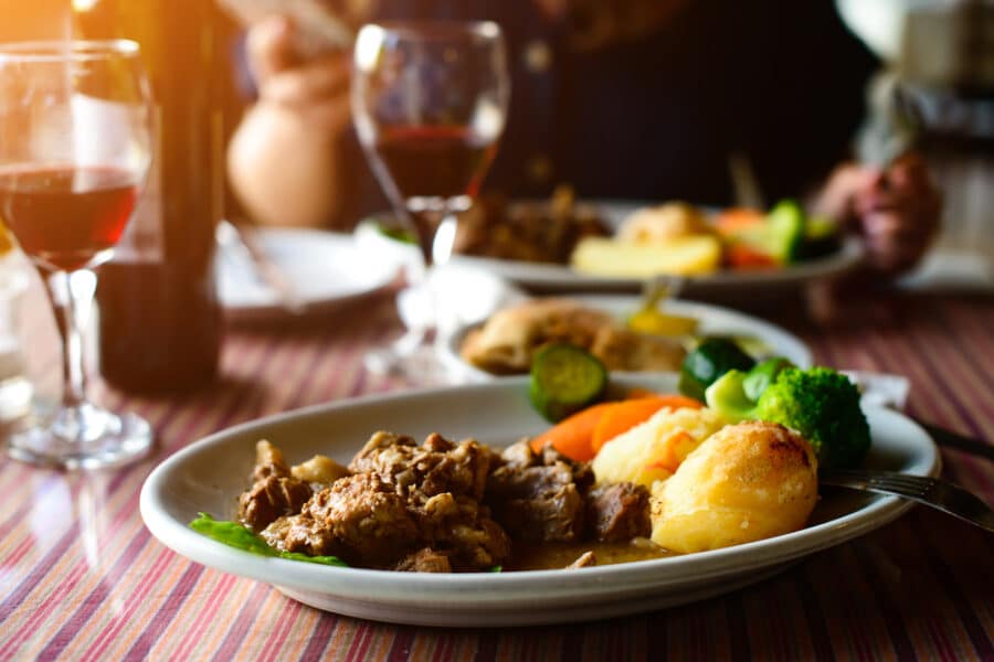 Food In Greece - Plate kleftiko with juicy lamb.