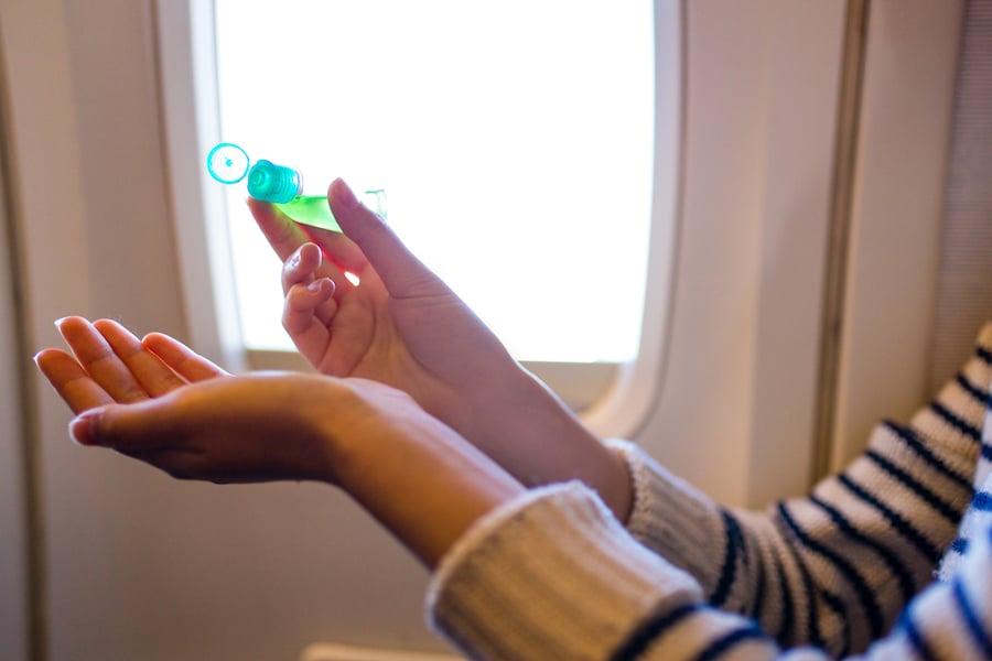 What to wear on a long haul flight - Hand Sanitizer