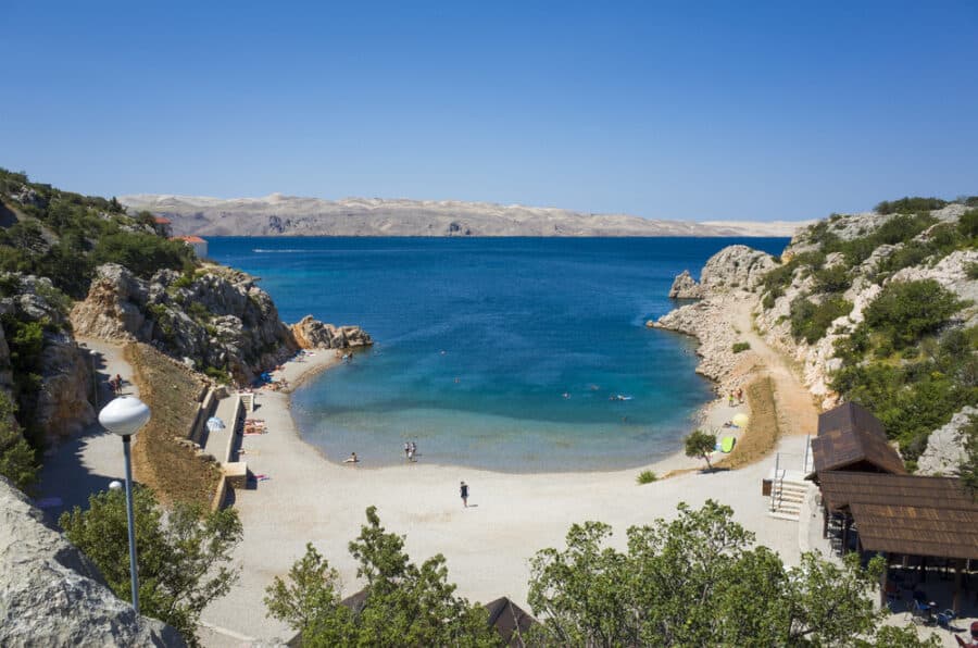View of sandy beach at Karlobag, Croatia
