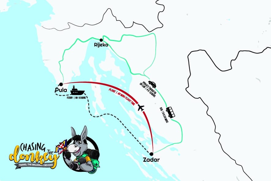 Pula To Zadar To Pula Map