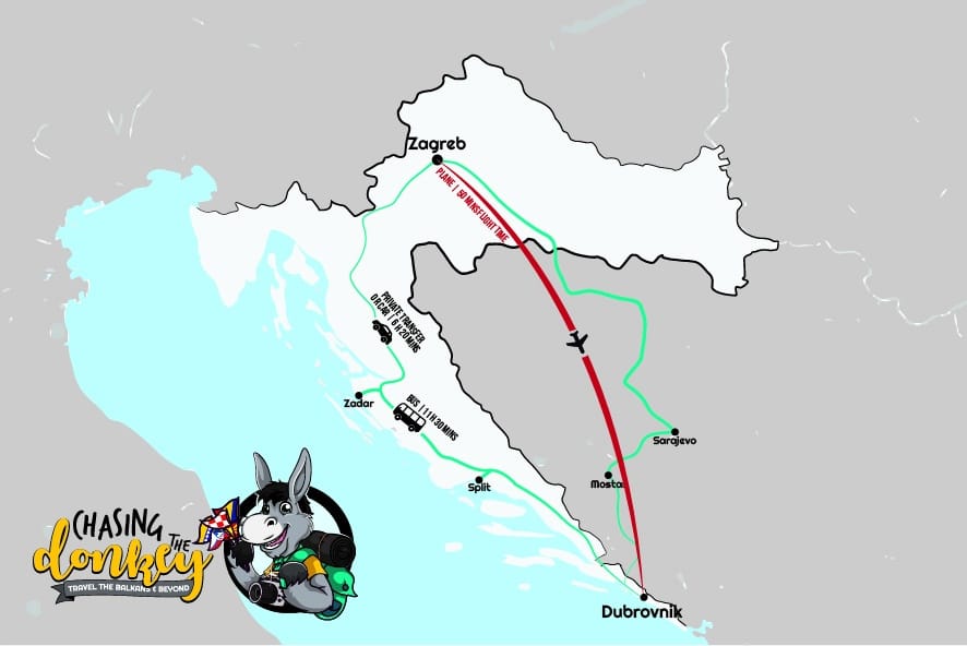 Zagreb To Dubrovnik To Zagreb Map