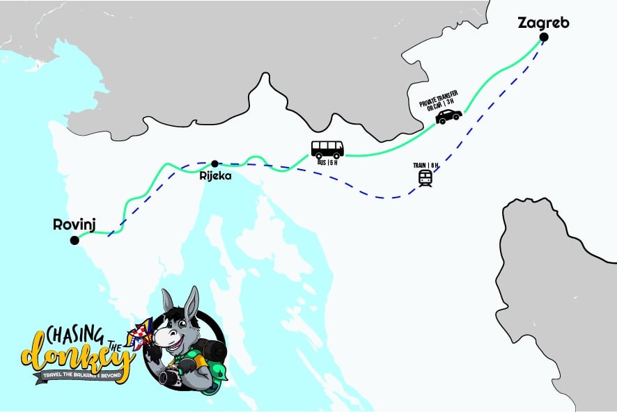 Zagreb To Rovinj To Zagreb Map