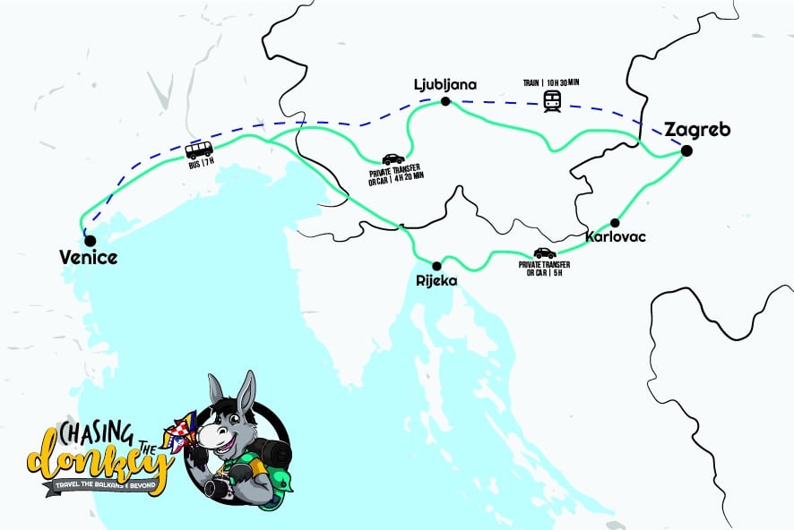 Zagreb To Venice To Zagreb Map