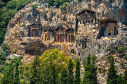 Hidden Gems In Turkey - Famous Lycian Tombs of ancient Caunos city, Dalyan, Turkey.