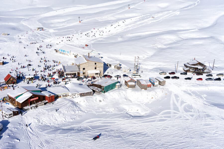 Best Time To Visit Greece - Aerial view of Falakro ski center, Greece. The ski resort of Falakro ski center