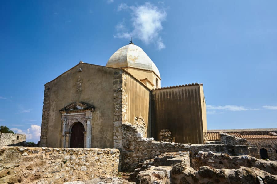Stone ruins of the orthodox monastery of Panagia Skopiotissa