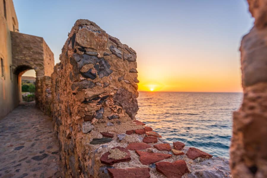 Monemvasia at sunrise - Beautiful cities in Greece