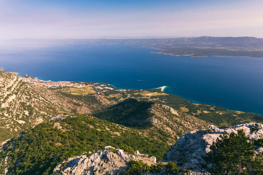 Hiking Croatia - View on mountains and sea from Vidova Gora on Brac island