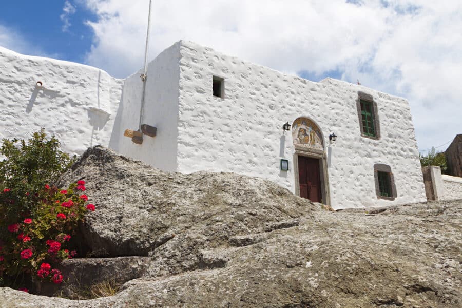 Things to do on Patmos Island - Cave of Apocalypse were Saint Ioannis the Evangelist wrote the Revelation. Patmos island, Greece