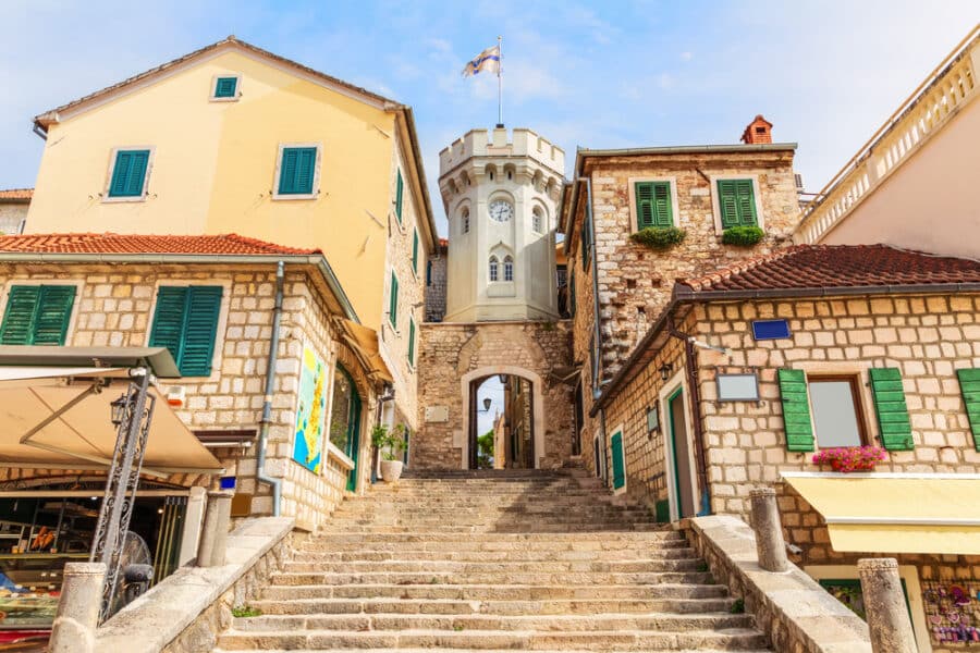 The clock-tower and the gate to the Old town Herceg Novi_Montenegro