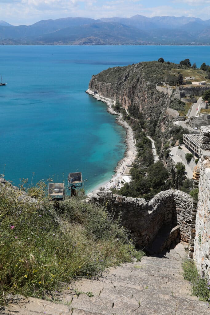 Climbing to top of the Fortress in Nafplio, Greece