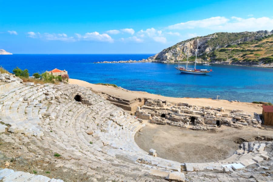 Amphitheater of ancient greek city knidos in Datca, Turkey
