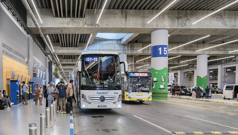Catching a bus at Istanbul Airport
