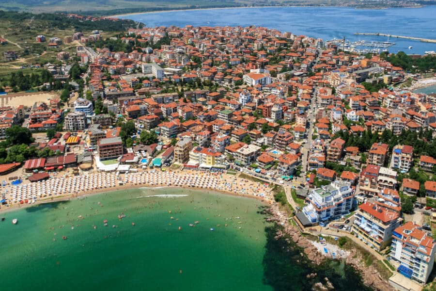 Aerial view of Town of Sozopol, Burgas Region, Bulgaria
