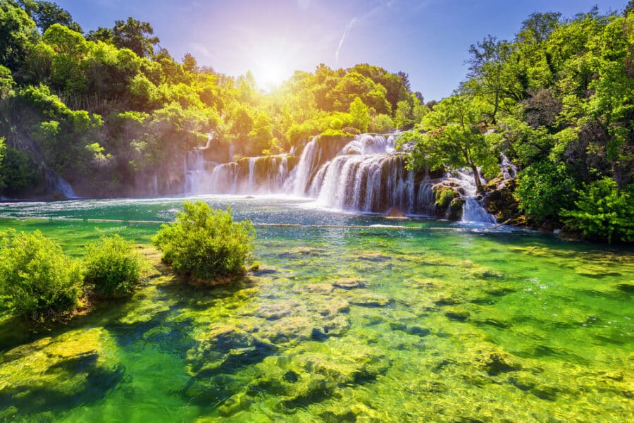 Beautiful Skradinski Buk Waterfall In Krka National Park, Dalmatia
