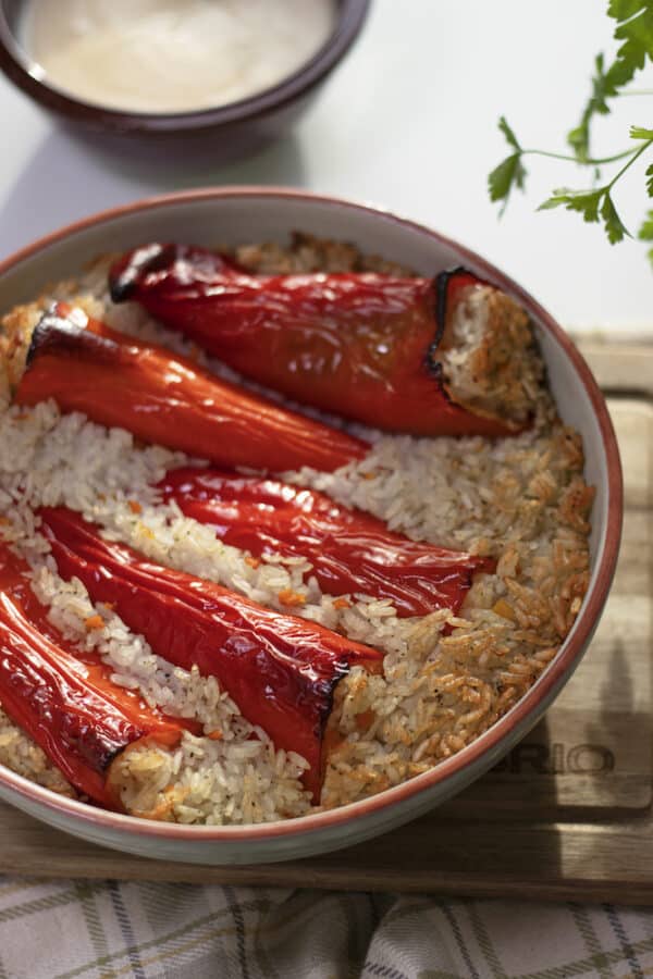 Bulgarian Stuffed Peppers (Vegetarian Friendly) - Palneni Chushki Recipe