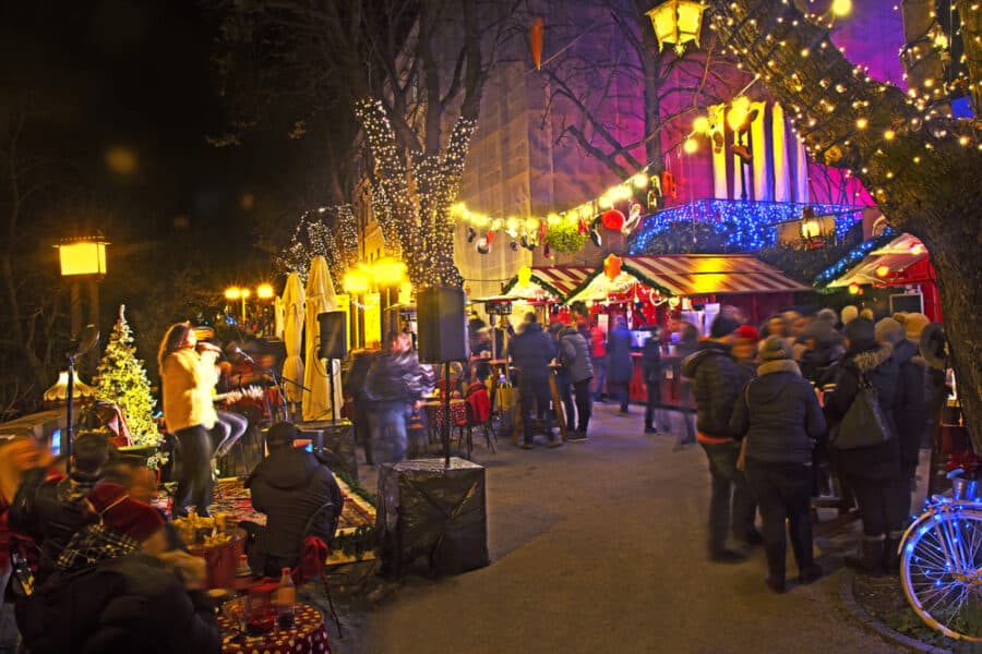Night view from the Strossmayer Promenade as part of Christmas in Zagreb