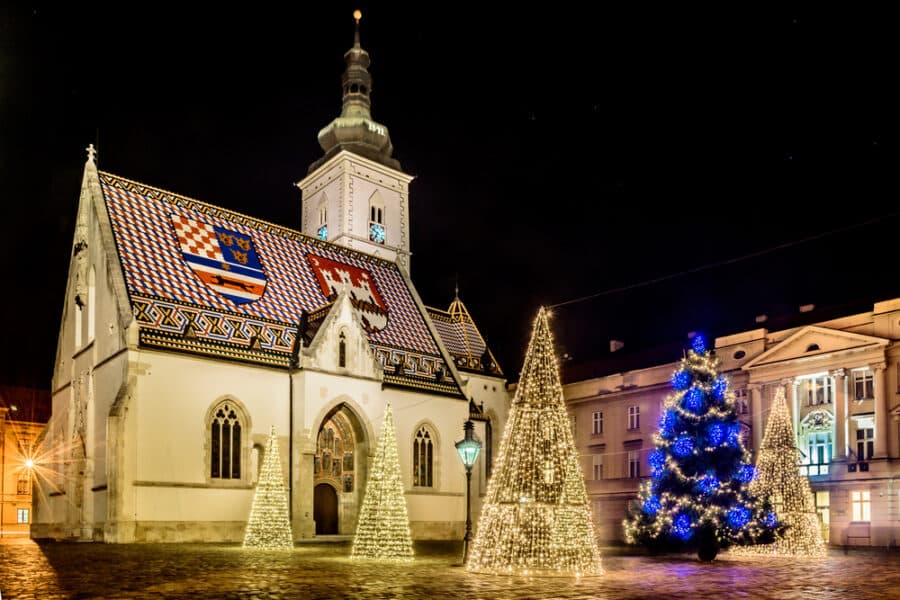 Zagreb christmas night scenery