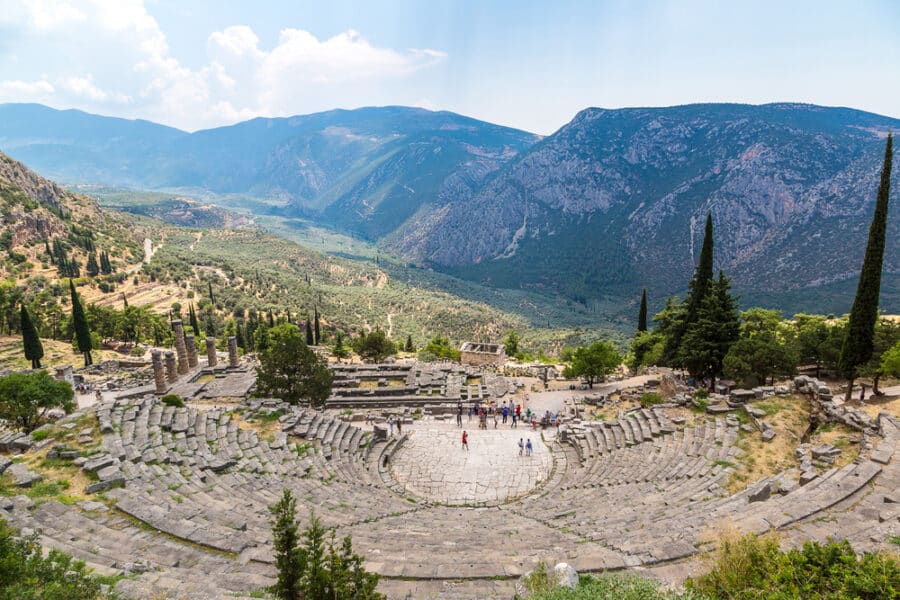 Ancient theater in Delphi Greece