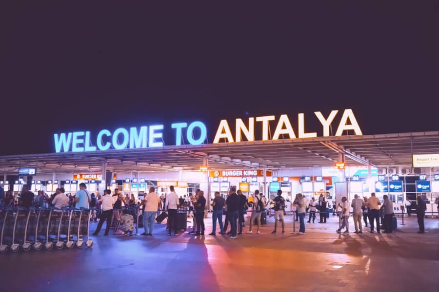 Airports in Pamukkale - Welcome to Antalya Airport sign