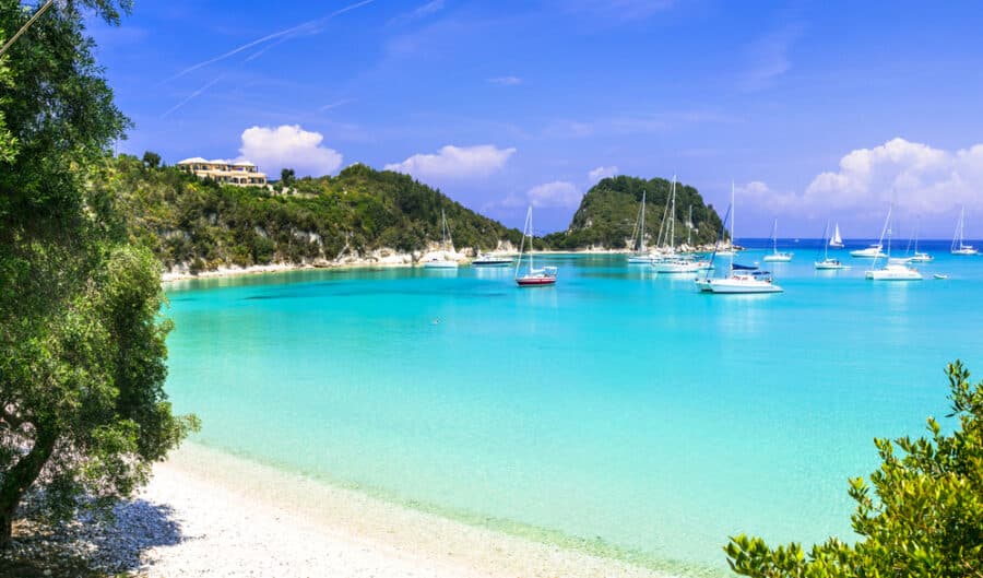 Beautiful turquoise bay in Lakka. splendid beach Paxos