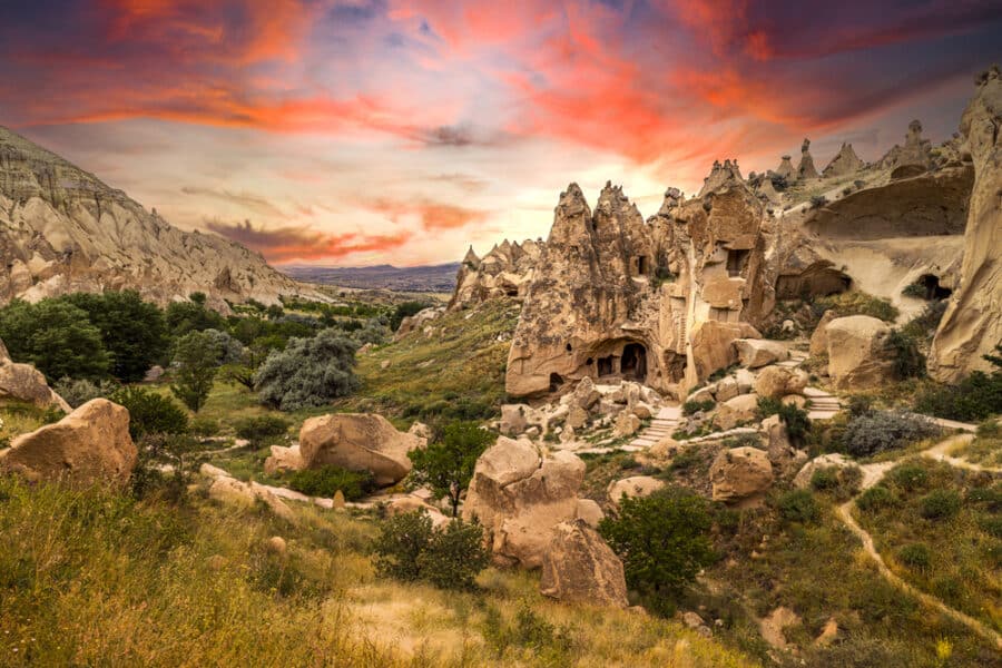 Zelve Open Air Museum - Houses carved into the rock in Zelve. Turkey