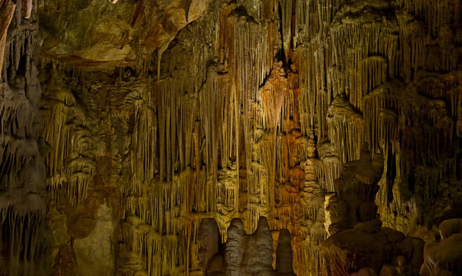 Impressive cave interior from Olympoi cave in Chios island,