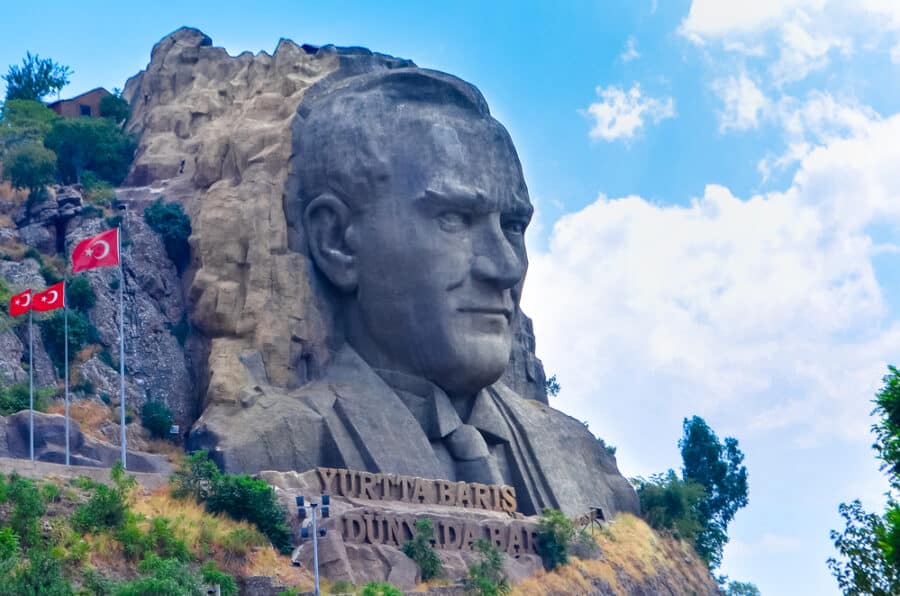 Izmir, Turkey - Ataturk Mask view in Buca