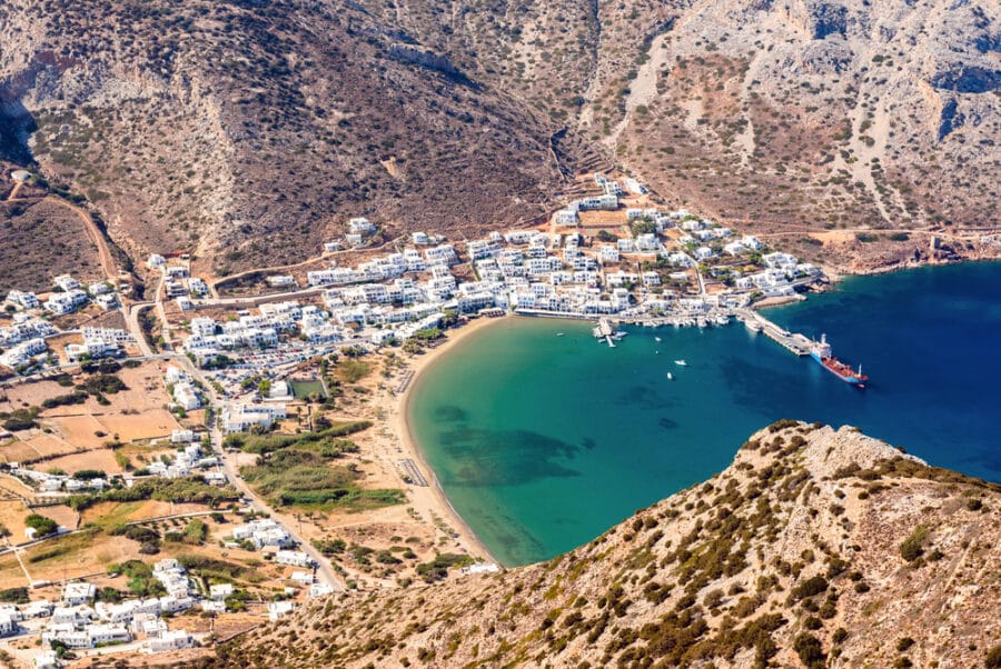 Sifnos Greece - Kamares, a beautiful port town on a picturesque Greek island of Sifnos. Cyclades