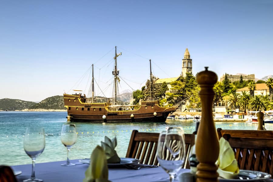 Restaurant table on Sipan island, Croatia