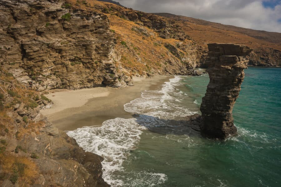 Andros Island - Rock formations on beach Grias Pidima