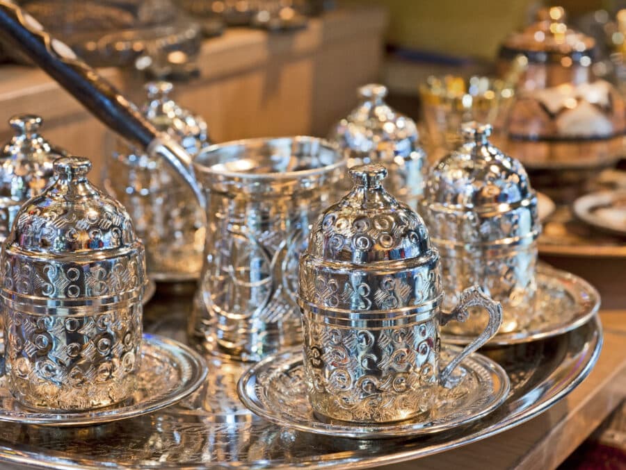 Turkish tea set at the bazaar