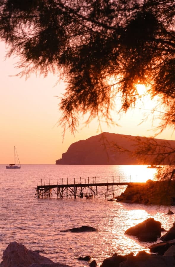 Eressos, Lesvos, Greece at sunset