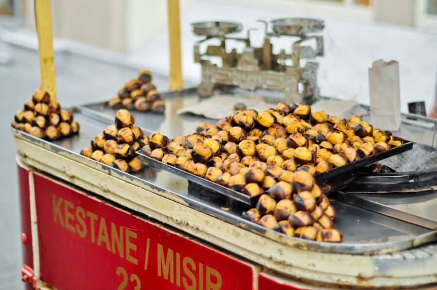 Roasted chestnuts in Istanbul, Turkey