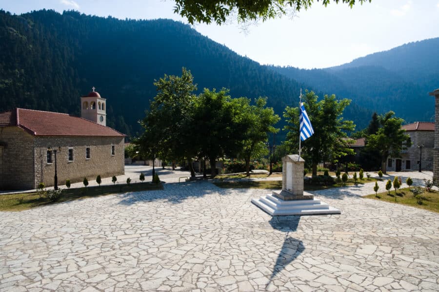 Mountain village of Koryshades, Greece