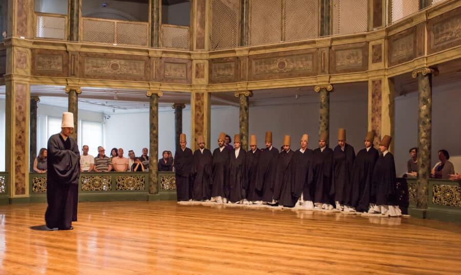Whirling Dervishes Ceremony. Sufi Whirling Dervishes Ceremony at Galata Mawlawi House Museum.
