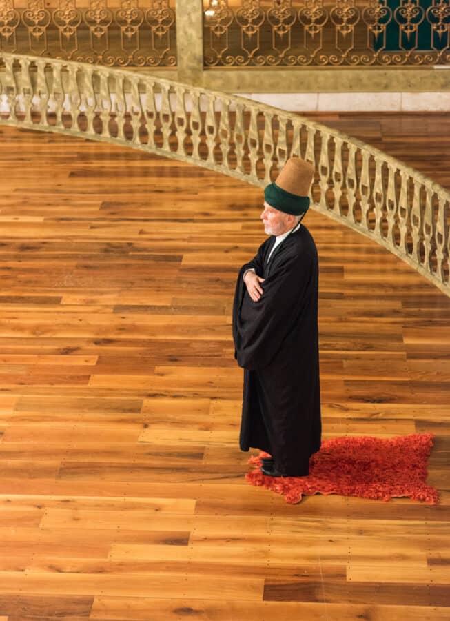 Semazen, Dervishes. Whirling Dervishes Ceremony in Istanbul, Turkey. Mevlana Dervish Dancing.