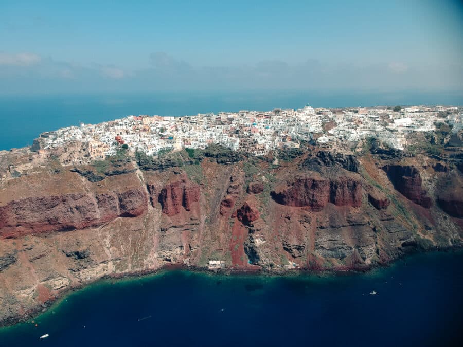 Aerial view on the island Santorini
