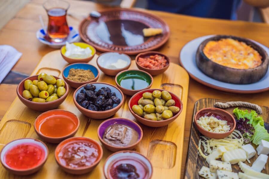 Turkish breakfast table.