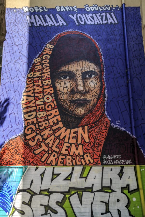 Urban mural painting, graffiti in Kadikoy