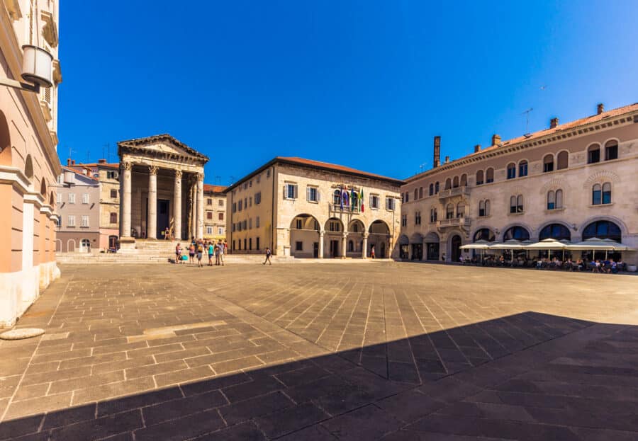 Old town square of Pula, Croatia