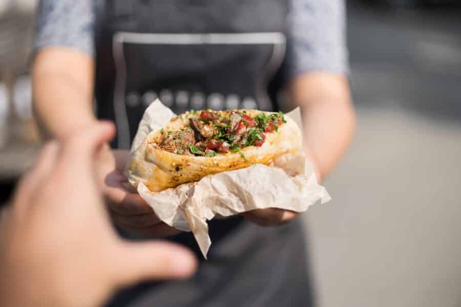 Street food in Athens - Falafel and fresh vegetables in pita bread